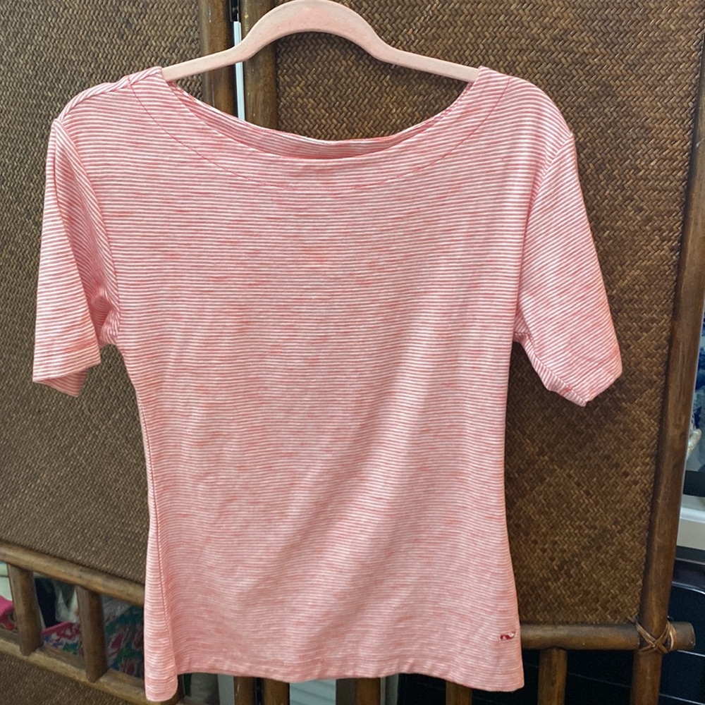 Vineyard Vines Pink Coral 3/4 Sleeve Striped Top - Size XS